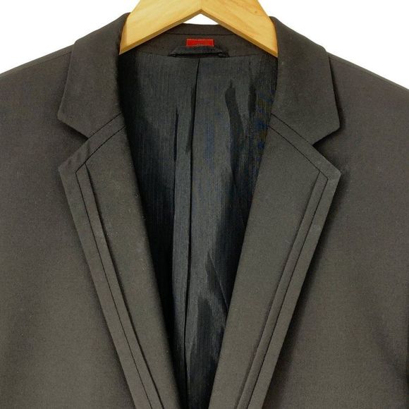 Mens Hugo Boss Dress Tux Jacket Coat Wool Jet Black Size 40L 3668 Formal Special - Picture 4 of 10